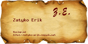 Zatyko Erik névjegykártya